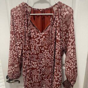 Sara Michelle Top Rust Brown Floral